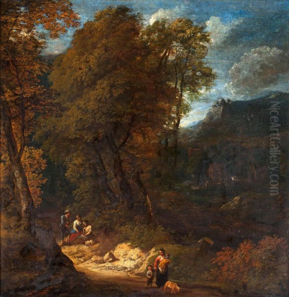 Landscape With Figures Oil Painting by Cornelis Huysmans