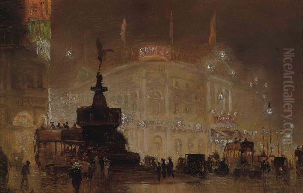 Piccadilly Circus Oil Painting by George Hyde Pownall