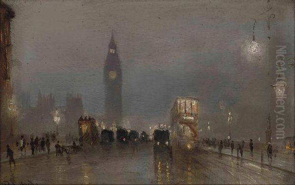 Big Ben Over Westminster Bridge Oil Painting by George Hyde Pownall