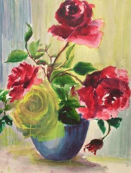 Floral Study Oil Painting by Florine Hyer