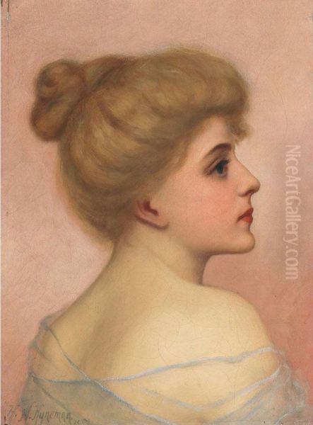 Profile Of A Lady Oil Painting by Herman Hyneman