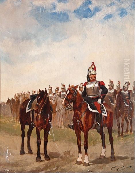 General Militar A Caballo Junto A La Tropa Oil Painting by Georges-Louis Hyon