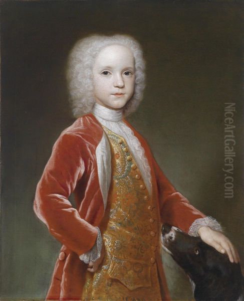 Portrait Of A Young Aristocrat And His Dog Oil Painting by Hans Hysing