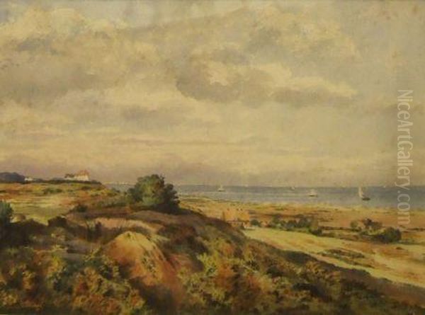 Inscribed To Label Verso Near Lowestoft Looking Towards Yarmouth Oil Painting by John Thomas Selwin Ibbetson