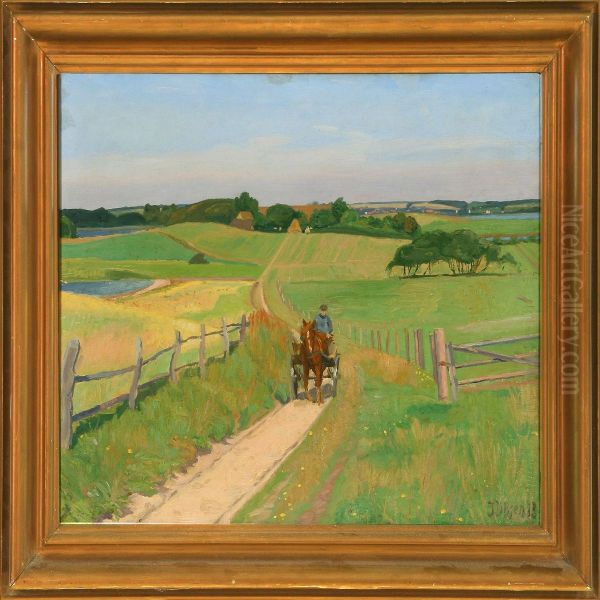 Scenery With Horse Carriage Oil Painting by Immanuel Ibsen