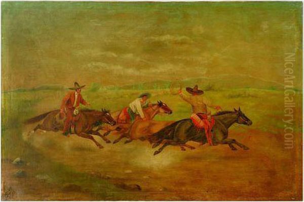 Persecucion En Campo Abierto. Oil Painting by Ernesto Icaza