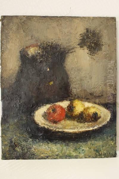 Stilleven Met Kruik En Appels Op Een Bord by Andre Idserda