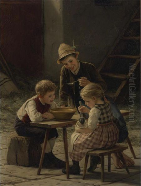 Baby Doll's Dinner Oil Painting by Gustav Igler