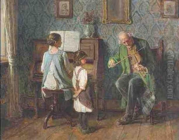 Musikstunde Oil Painting by Gustav Igler