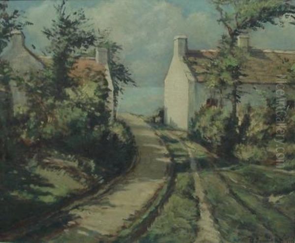 Maisons De Village En Bord De Mer Oil Painting by Charles Andre Igounet De Villiers