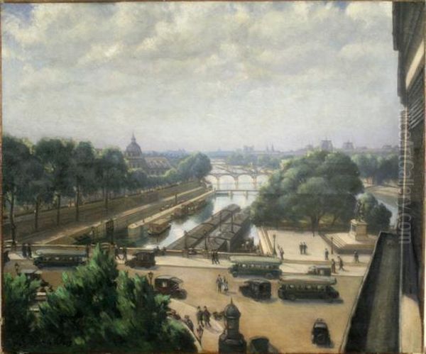 View Of Paris Oil Painting by Charles Andre Igounet De Villiers