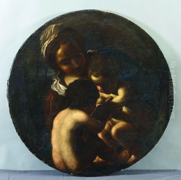 Vierge A L'enfant Avec Le Petit Saint Jean-baptiste Oil Painting by Il Falsario Di Guerchino