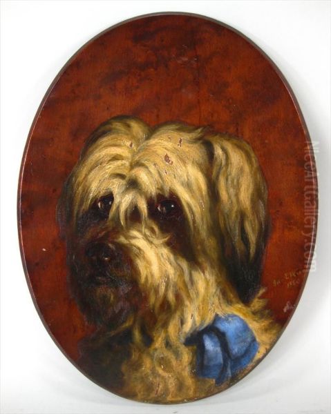 Portrait Of A Terrier Oil Painting by Ida Ilkins