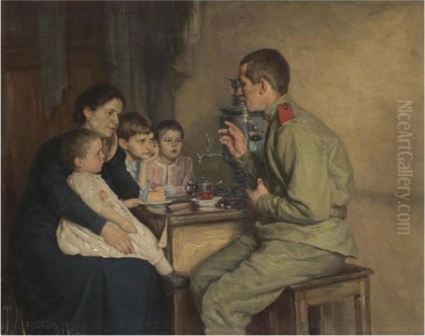 The Soldier's Family Oil Painting by Timofei Illrionovich Mozgov