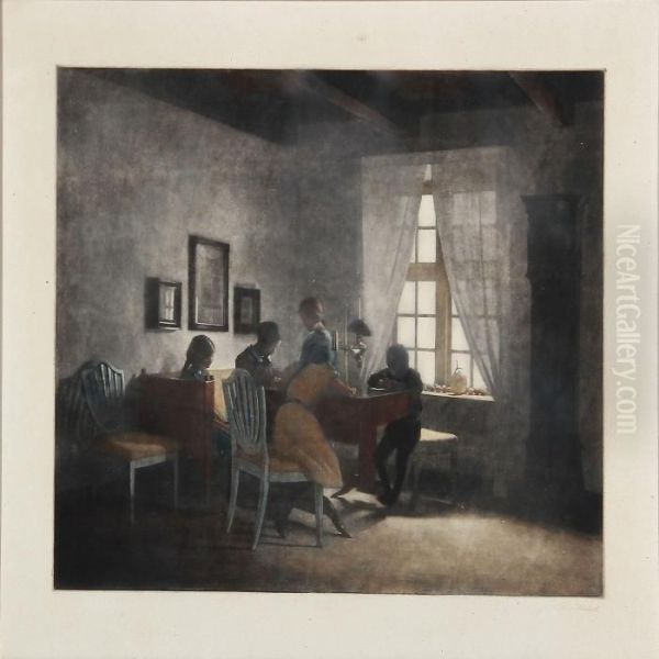 En Regnvejrsdag Oil Painting by Peder Vilhelm Ilsted