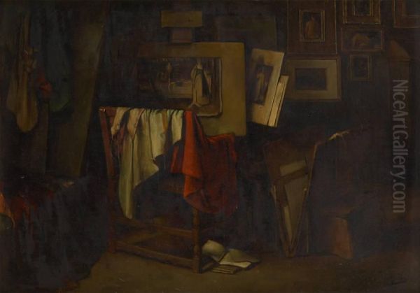 L'interieur De L'artiste Oil Painting by Josse Impens