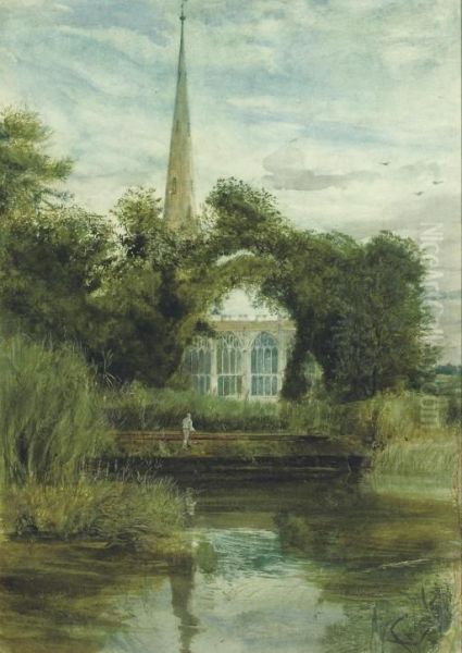 Holy Trinity Church, Stratford-on-avon Oil Painting by John William Inchbold