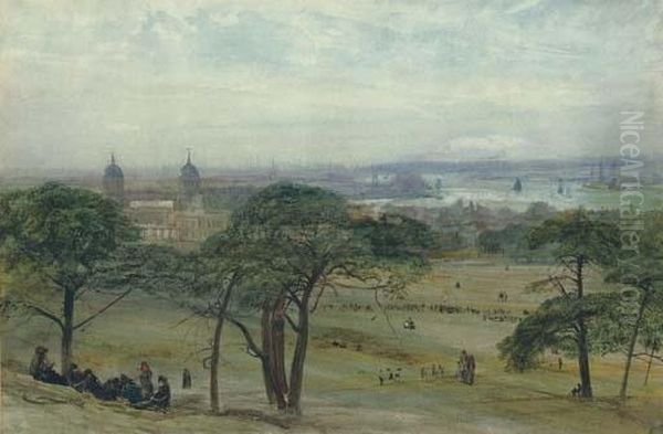 A View Of Greenwich With The Naval Hospital, London Oil Painting by John William Inchbold