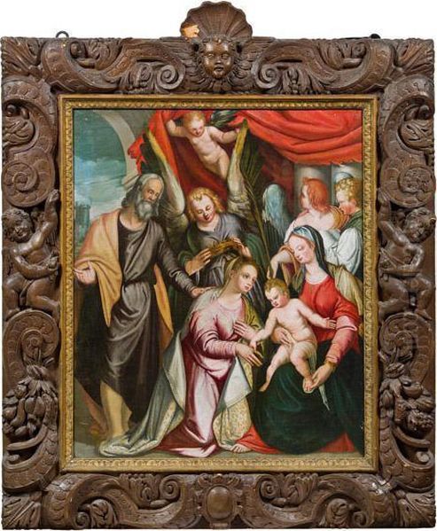 Mystische Vermahlung Der Hl. Katharina Oil Painting by Bernardino India