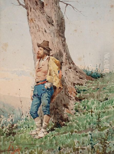 Campesino Oil Painting by Filippo Indoni