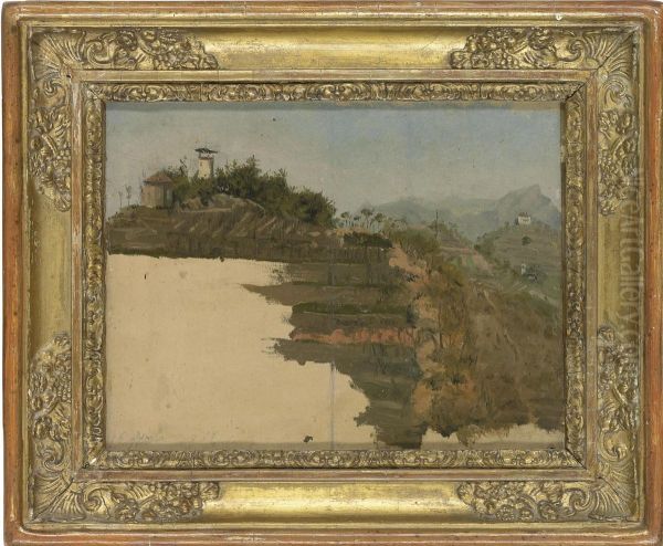 S. Romolo (italy), A Sketch Oil Painting by Domenico Induno