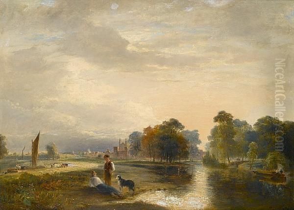 Eton From The River Oil Painting by William Ingalton