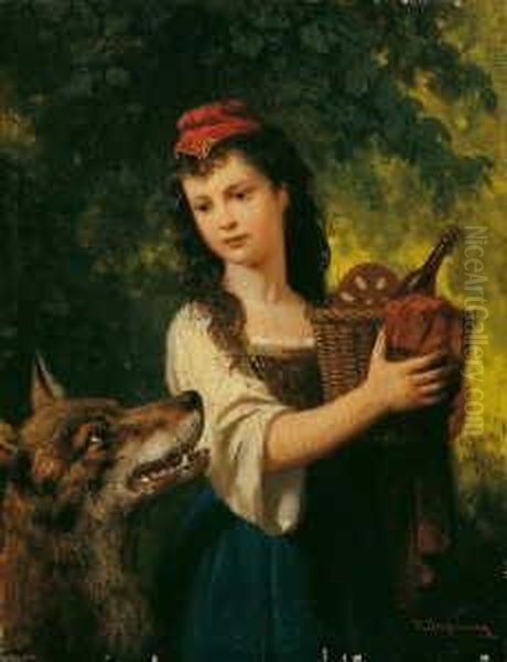 Rotkappchen Und Der Bose Wolf. Oil Painting by Franz Maria Ingenmey