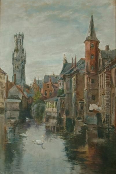 Quai Rosaire, Bruges Oil Painting by Jane Inglis