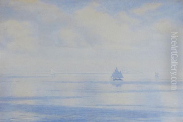 Yachts Becalmed Oil Painting by William Ayerst Ingram