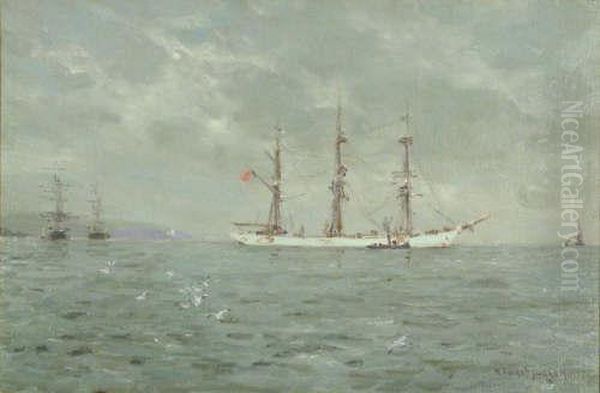 Atanchor-shipping At Falmouth Oil Painting by William Ayerst Ingram