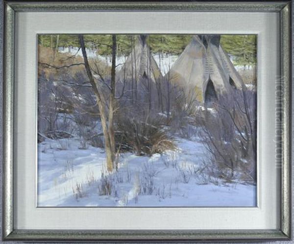 Indian Tepees In A Glade Oil Painting by Henry Inman