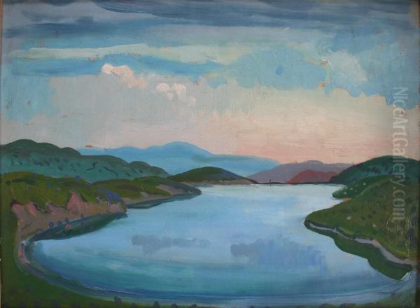 Mountain Lake Oil Painting by James Dickson Innes