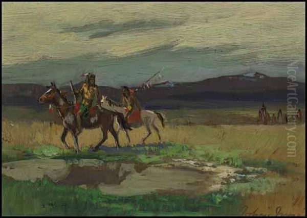 Two Natives On Horseback Oil Painting by John Innes