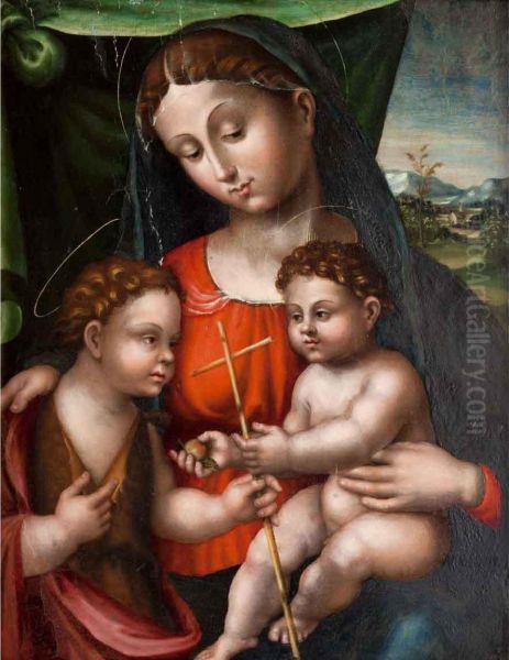 Madonna Con Il Bambino E San 
Giovannino Oil Painting by Innocenzo Da Imola