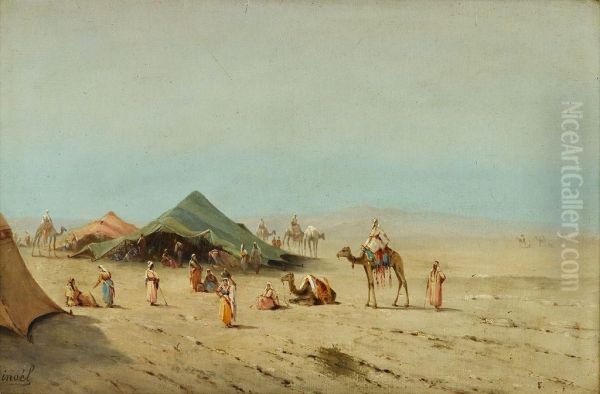 An Arab Camp In The Desert Oil Painting by Inoel