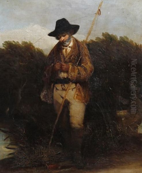 A Fisherman Of The Achill Mountains Oil Painting by James Inskipp