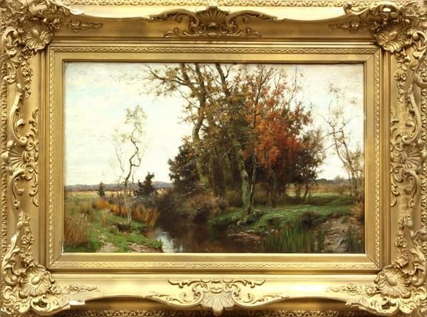 Connecticut Autumn Landscape Oil Painting by Albert B. Insley