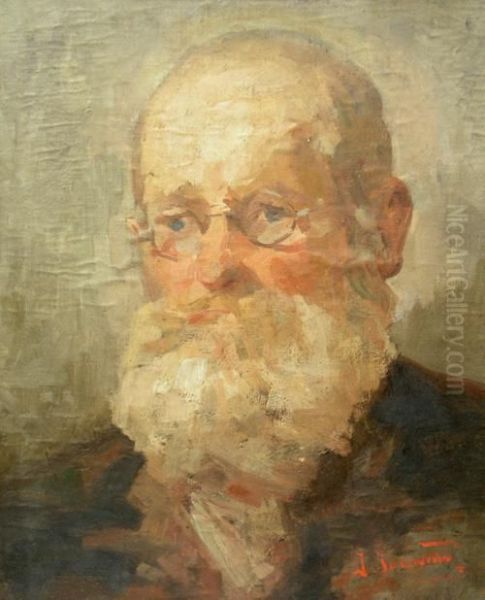 Old Man Portrait Oil Painting by Ionel Ioanid