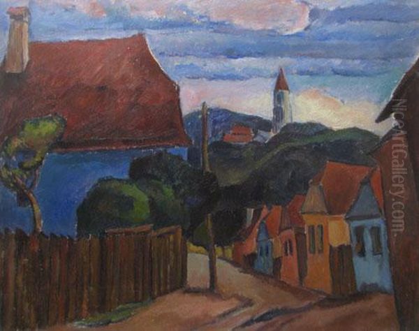 Case Din Sighisoara Oil Painting by Petre Iorgulescu Yor