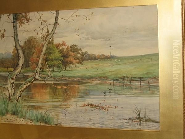 River Scene Oil Painting by Thomas Ireland