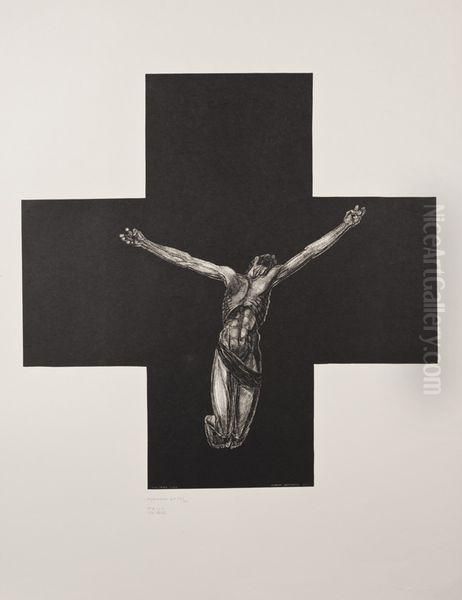 Crucifixion Oil Painting by Paul Iribe