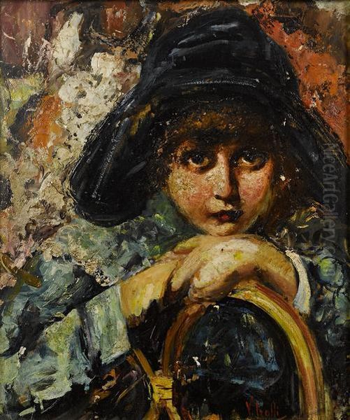 Fanciulla Con Cappello Oil Painting by Vincenzo Irolli