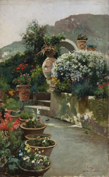 Terrazza Oil Painting by Vincenzo Irolli