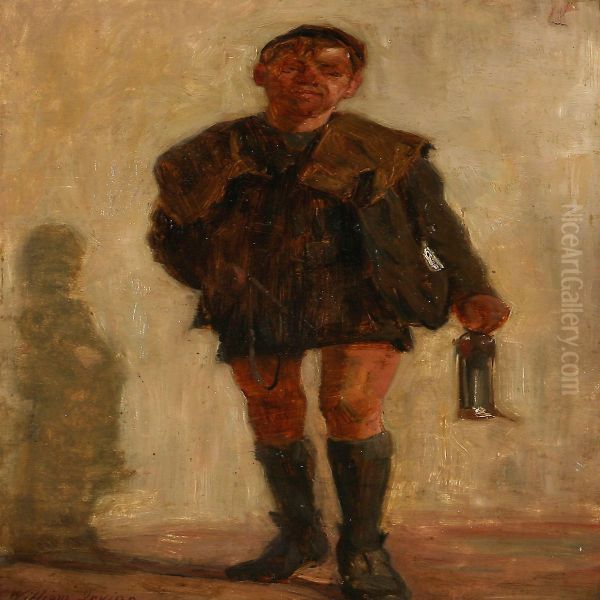 A Mining Boy With A Lamp Oil Painting by William Irving