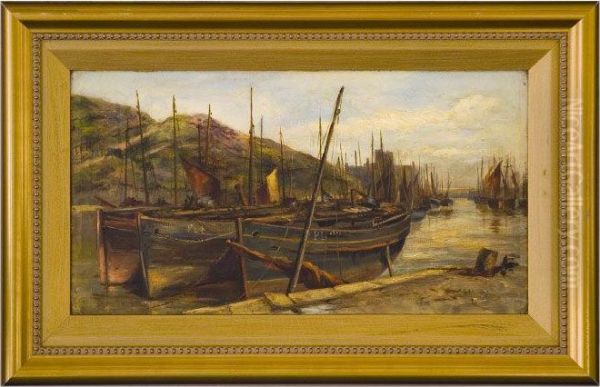 Harbour Of Peel Oil Painting by Annie Louisa Irwin