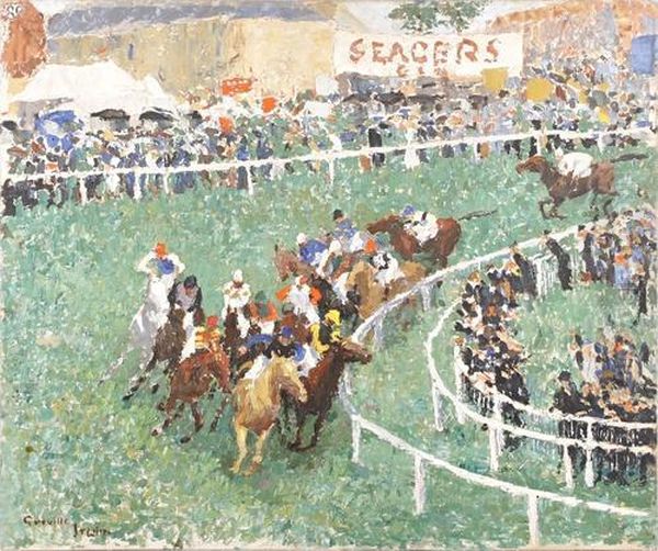 Tattenham Corner Oil Painting by Greville Irwin