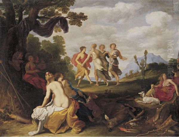 Diana And Her Nymphs After The Hunt Oil Painting by Isaac Isaacsz