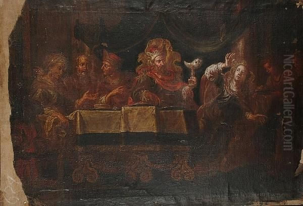 Belshazzar's Feast Oil Painting by Isaac Isaacsz