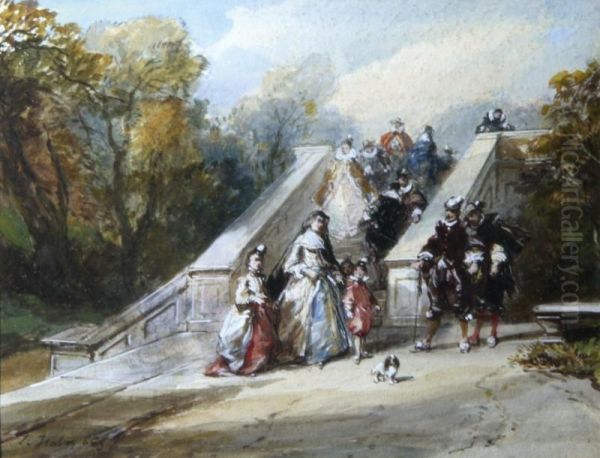 Assemblee Elegante Dans Un Parc Oil Painting by Eugene Isabey