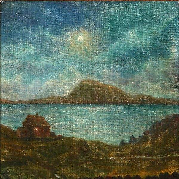 Quiet Evening On Nolsoy, The Faroe Islands Oil Painting by Christen Holme Isaksen